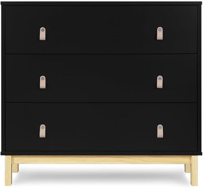 babyGap Legacy 3 Drawer Dresser with Leather Pulls and Interlocking Drawers by Delta Children, Ebony/Natural