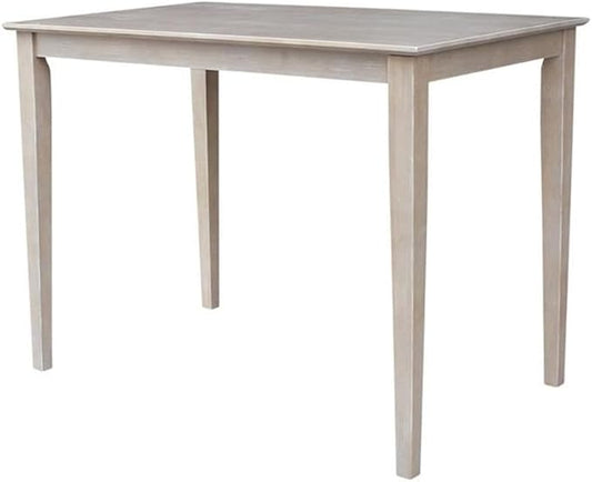 International Concepts Solid Wood Top Table - Counter Height, Washed Gray Taupe