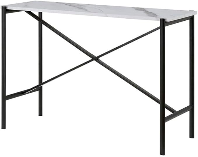 Braxton 46'' Wide Rectangular Console Table with Faux Marble Top in Blackened Bronze