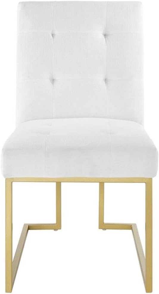Modway Privy Upholstered Gold Stainless Steel Dining Chair in Gold White