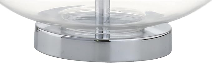 JONATHAN Y 25.5" Clear/Chrome Glass Teardrop Table Lamp Set of 2 for Bedroom, Modern Bedside Lamps for Living Room, White Linen Drum Shade, LED Bulbs Included (JYL1081C-SET2)