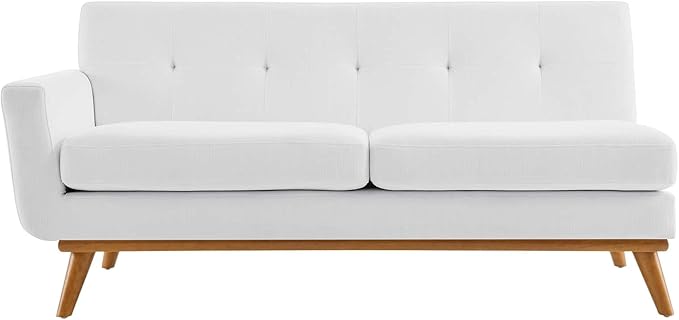 Modway Engage Mid-Century Modern Upholstered Fabric Left-Arm Loveseat in White