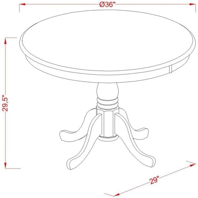 East West Furniture ANBO3-CAP-W 3 Piece Dining Room Furniture Set Contains a Round Dining Table with Pedestal and 2 Wood Seat Chairs, 36x36 Inch, Cappuccino