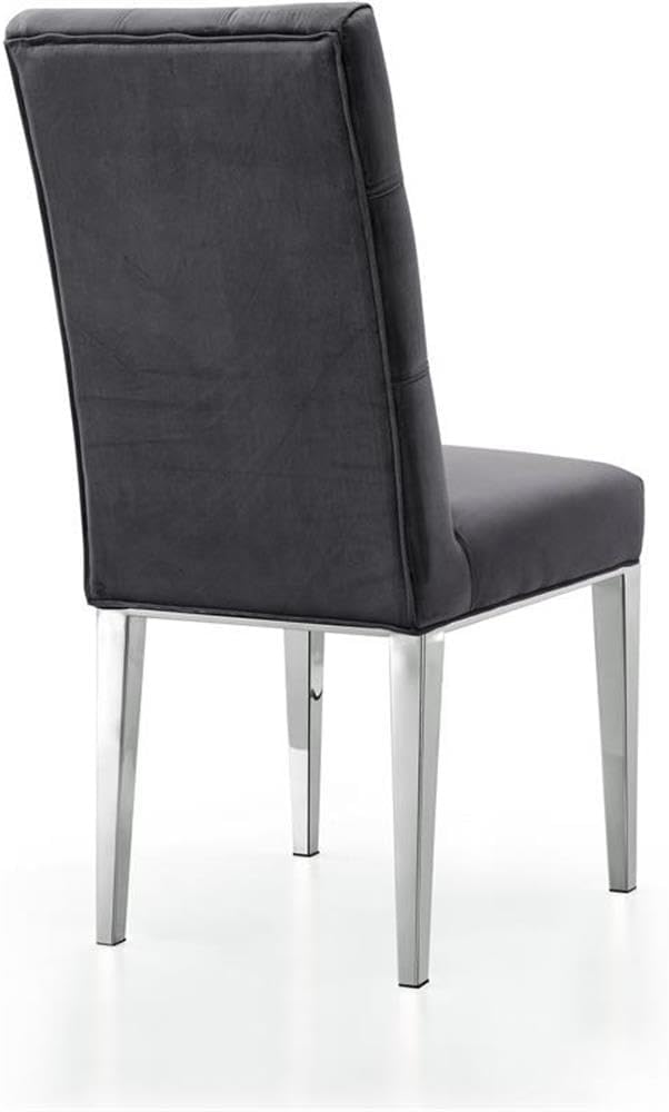 Meridian Furniture Juno 19.5" H Velvet Dining Chair in Gray (Set of 2)