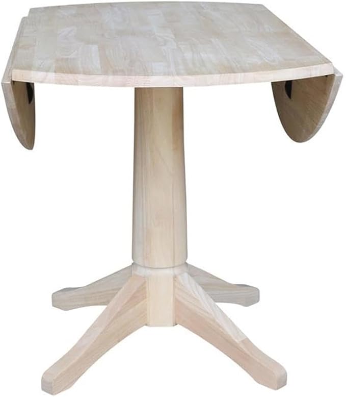 IC INTERNATIONAL CONCEPTS 42" Round Solid Wood Dual Drop Leaf Pedestal Table - Unfinished
