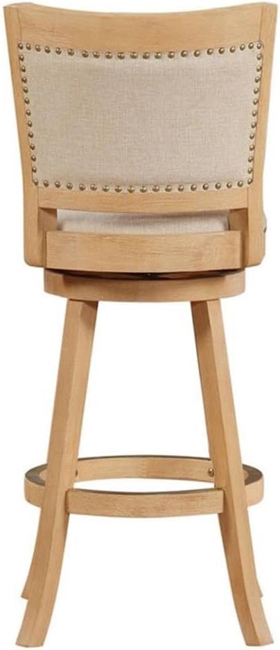 Boraam Melrose Ivory Fabric Swivel Wood Bar Stool - Creme Wire-Brush