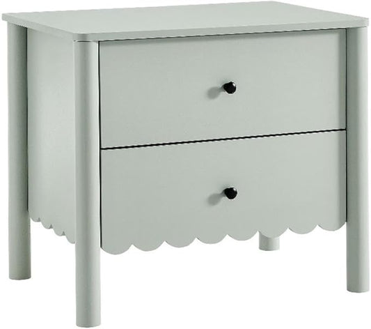 Modway Emmeline Scalloped 2-Drawer Nightstand in Sage