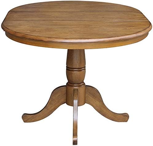 International Concepts 3 Piece Extendable Round Dining Set in Pecan