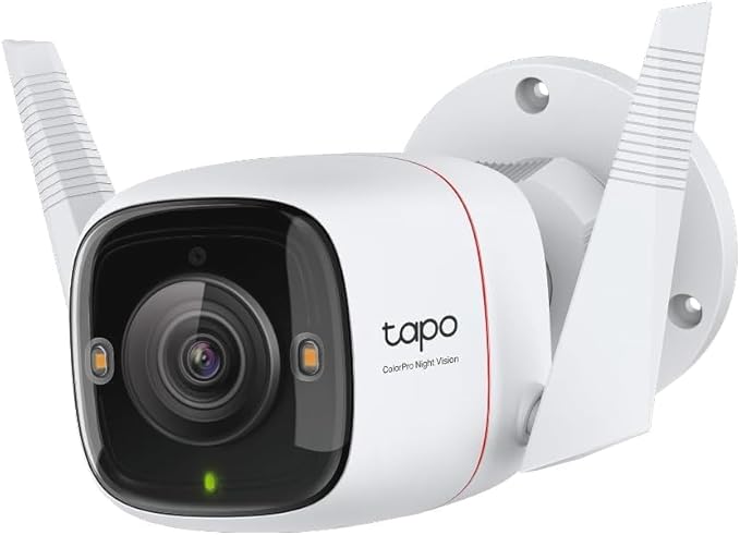 Tapo ColorPro Wi-Fi Outdoor Camera | Plug-in | Daylight Clarity at Night | 2K QHD | Person/Pet/Vehicle Detection | Local/Cloud Storage | 127° FOV | Built-in Siren C325WB