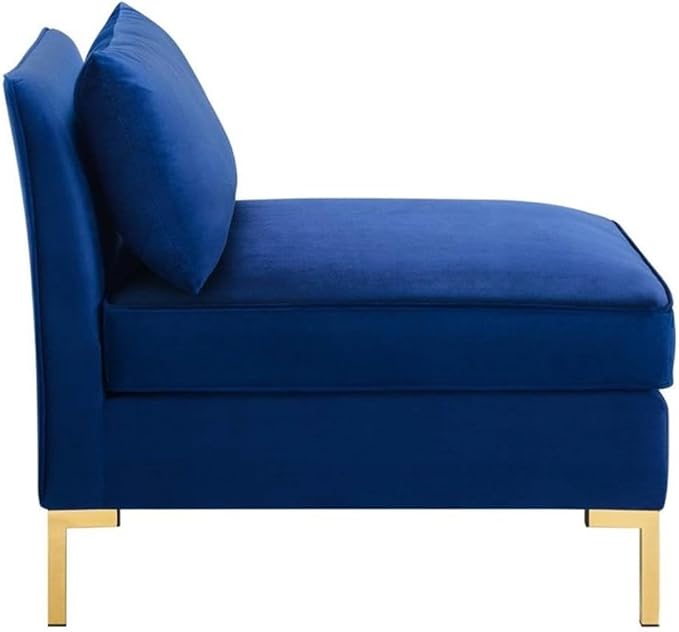 Modway Ardent Modern Performance Velvet Armless Chair in Navy/Gold