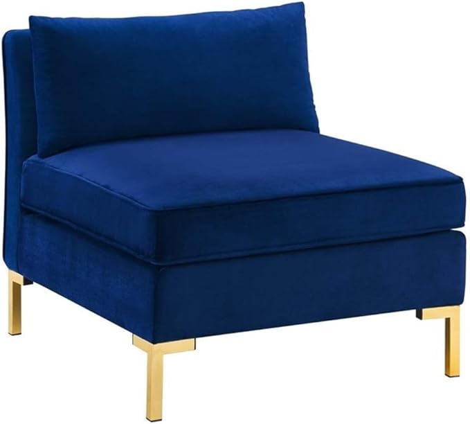 Modway Ardent Modern Performance Velvet Armless Chair in Navy/Gold