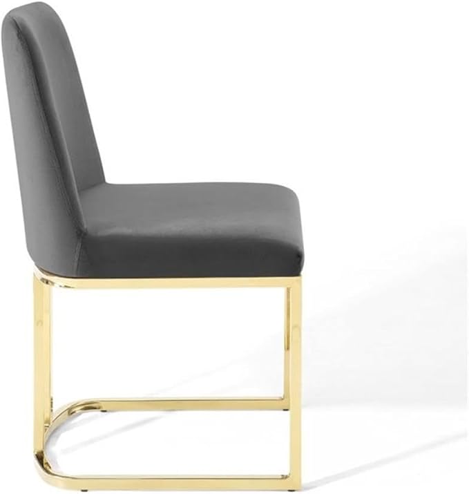 Modway Amplify Sled Base Performance Velvet Dining Side Chair, Gold Gray