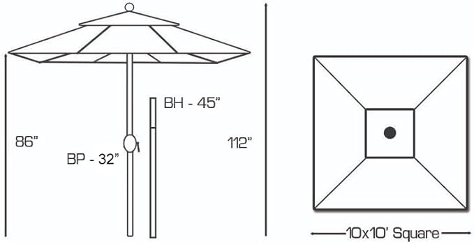 Galtech Deluxe Auto Tilt Market Umbrella, 10ft - Outdoor Patio, Deck, Pool, Backyard Stand Alone Umbrella - Square, Heavy Duty w/Bronze Frame & Sunbrella Fabric (Beige)