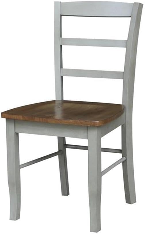 IC INTERNATIONAL CONCEPTS Wood Dining Table with 2 Madrid Ladderback Chairs in Distressed Hickory/Stone