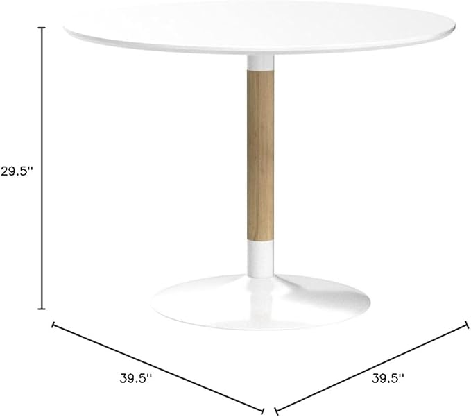 Modway Whirl 40" Contemporary Modern Round Kitchen and Dining Table in White