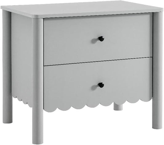 Modway Emmeline Scalloped 2-Drawer Nightstand in Light Gray