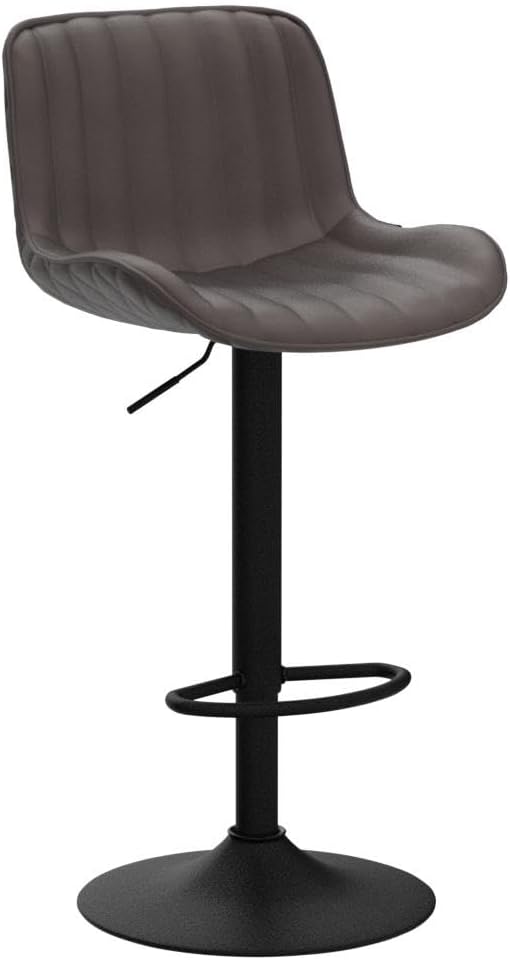 YOUNUOKE Bar Stools Set of 2 Adjustable Counter Height Barstools PU Leather Upholstered Stool with Back Mid Century Modern Chairs for Home Kitchen Island, Brown