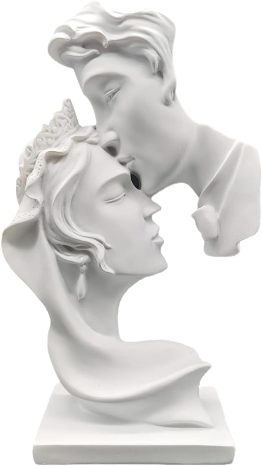 Kiss Statues,Resin Statue Ornaments, Abstract Style Sculptures, Valentine's Day, Living Room Dining Desk Decorations,Bookshelf Decorative Objects,Modern Home Decor(White)