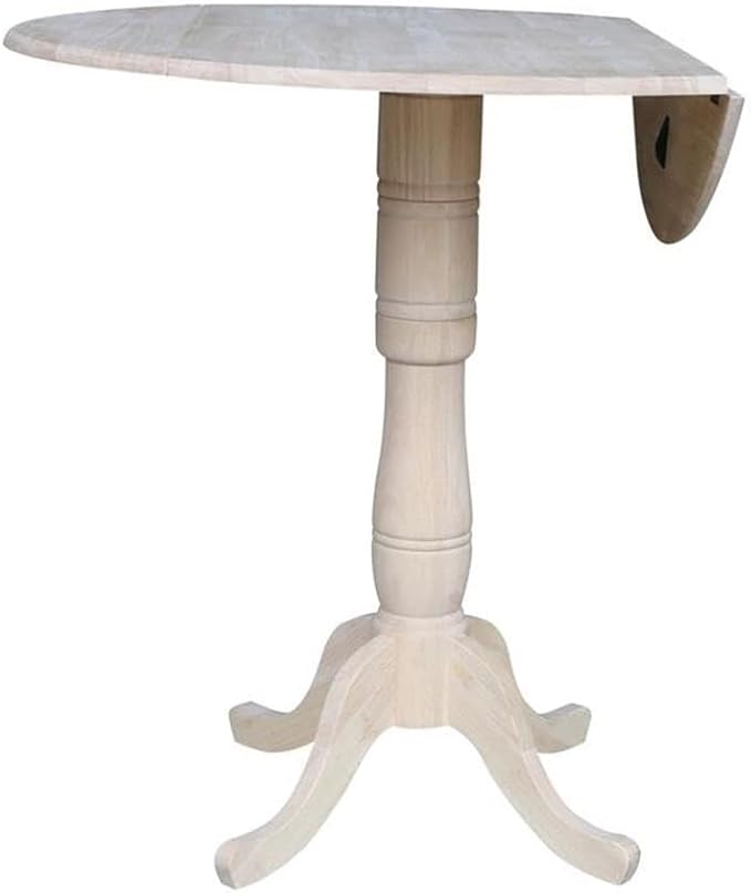 IC INTERNATIONAL CONCEPTS 42" Round Solid Wood Dual Drop Leaf Pedestal Table - Unfinished