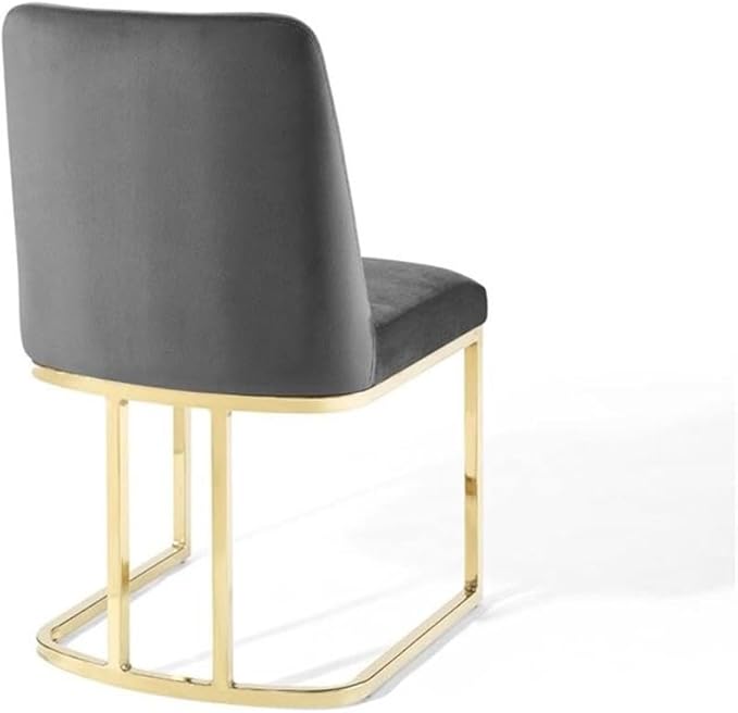 Modway Amplify Sled Base Performance Velvet Dining Side Chair, Gold Gray