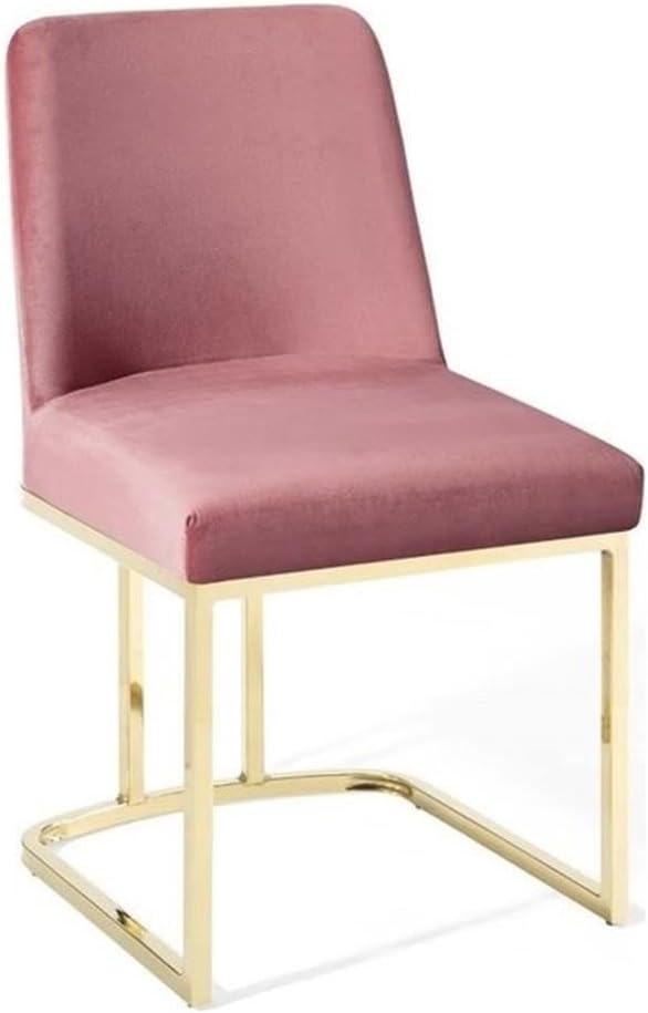Modway Amplify Sled Base Performance Velvet Dining Side Chair, Gold Dusty Rose