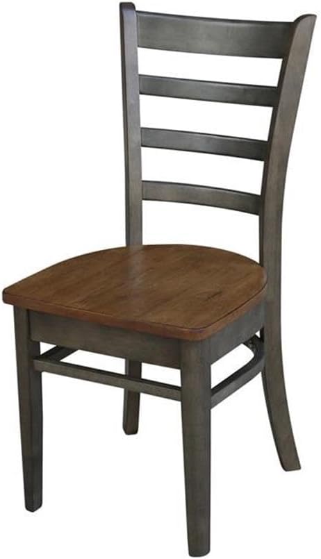 IC INTERNATIONAL CONCEPTS 42" Wood Drop Leaf Table with 2 Side Chairs in Hickory/Washed Coal - 3 Piece Set