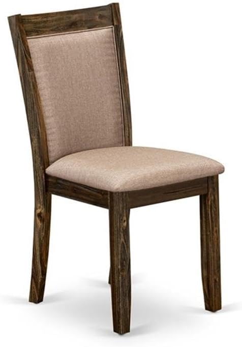 East West Furniture MZC7T16 Monza Parson Dining Chairs - Dark Khaki Linen Fabric Padded Chairs, Set of 2, Distressed Jacobean