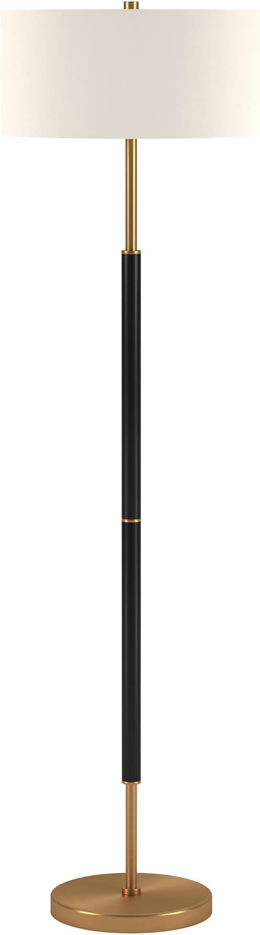 Henn&Hart 2-Light Floor Lamp with Fabric Shade in Matte Black/Brass/White and Color Ambiance Smart Bulbs (2-Pack)