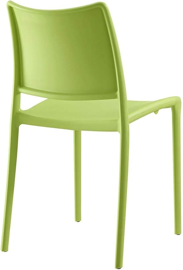 Modway Hipster Contemporary Modern Molded Plastic Stacking Four Dining Chairs in Green