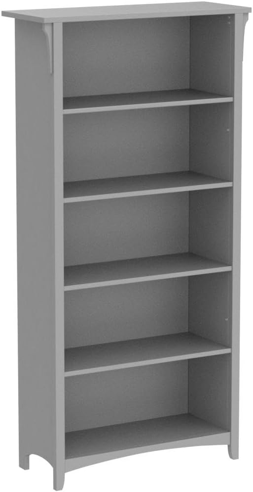 Bush Home Salinas Tall 5 Shelf Bookcase - Set of 2 in Cape Cod Gray, Vertical Office Storage, Bookshelves for Home Workspace, Multi-Purpose Shelving Units