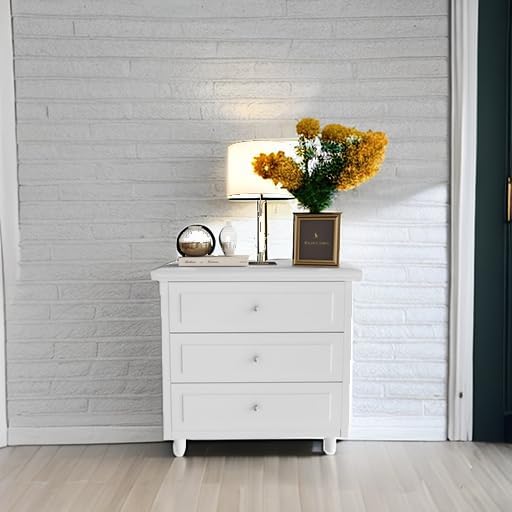 AWQM White Nightstand, 3 Drawer Night Stand, 22 Inch Wider Side Table with Storage, Rattan Boho Bedside Table, End Table for Bedroom, White