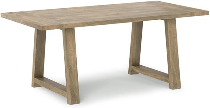 SIMPLIHOME Whitley Dining Table - 72 inch Wide Solid Mango Wood Rectangular Table in Grey Wash, Modern Farmhouse Style for Dining Room or Kitchen with Extra-Thick Trestle Base, Seats 6
