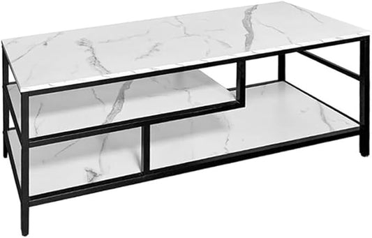AT-VALY 3-Tier TV Stand Media Console Table with Open Shelving Storage for Living Room Bedroom 47inch for up to 55" TV