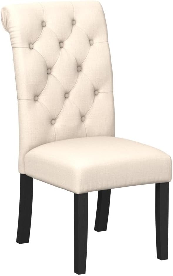 Roundhill Furniture Leviton Solid Wood Tufted Asons Dining Chairs, Set of 2, Tan
