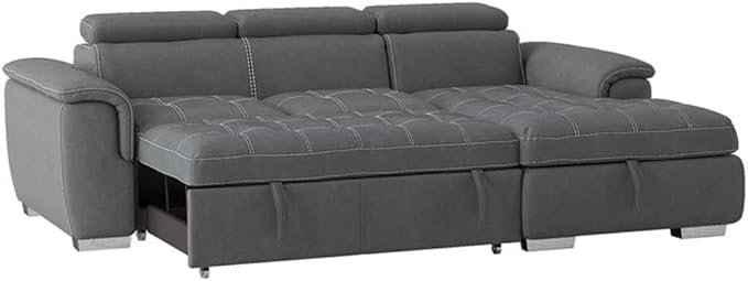 Homelegance Ferriday 98" x 66" Sectional Sleeper with Storage, Gray