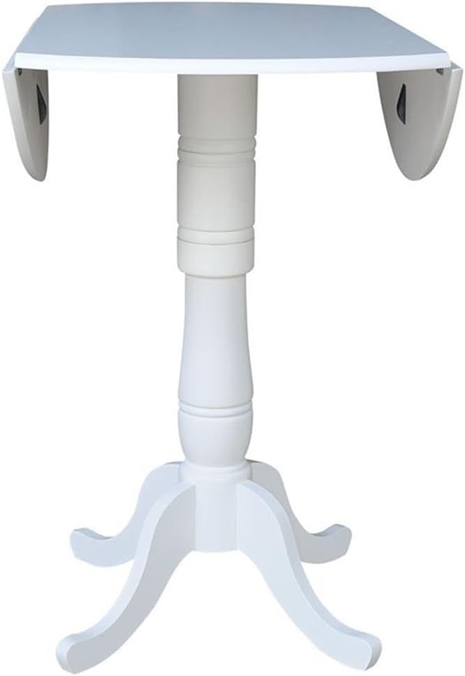 International Concepts 42 in Round Dual Drop Leaf Pedestal Table-41.5"H Dining Table, White