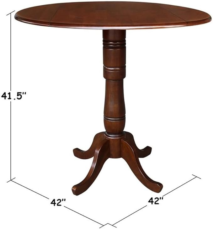 IC INTERNATIONAL CONCEPTS 42" Round Dual Drop Leaf Pedestal Table - 41.5" H Espresso