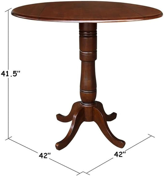 IC INTERNATIONAL CONCEPTS 42" Round Dual Drop Leaf Pedestal Table - 41.5" H Espresso