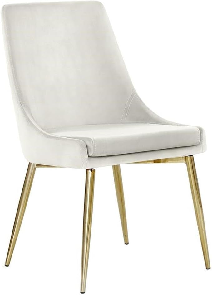 Meridian Furniture Karina Collection Modern | Contemporary Velvet Upholstered Dining Chair with Sturdy Metal Legs, Set of 2, 19.5" W x 21.5" D x 33.5" H, Cream