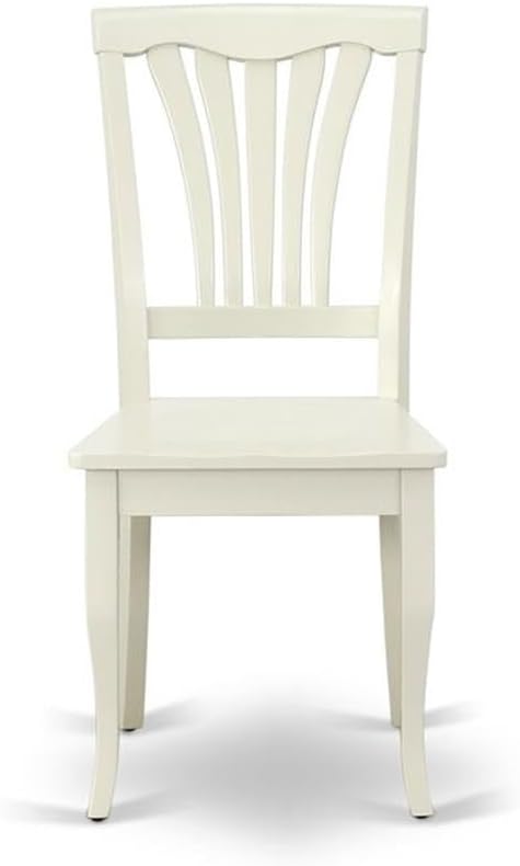East West Furniture AVC-LWH-W Avon Dining Chairs - Slat Back Solid Wood Seat Chairs, Set of 2, Linen White