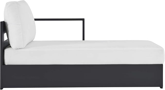 Modway Tahoe Powder-Coated Aluminum Outdoor Chaise Lounge in Gray White with Weather-Resistant Cushions, Modular Right-Facing Patio Lounger for Pool Furniture or Sectional Sofa Set