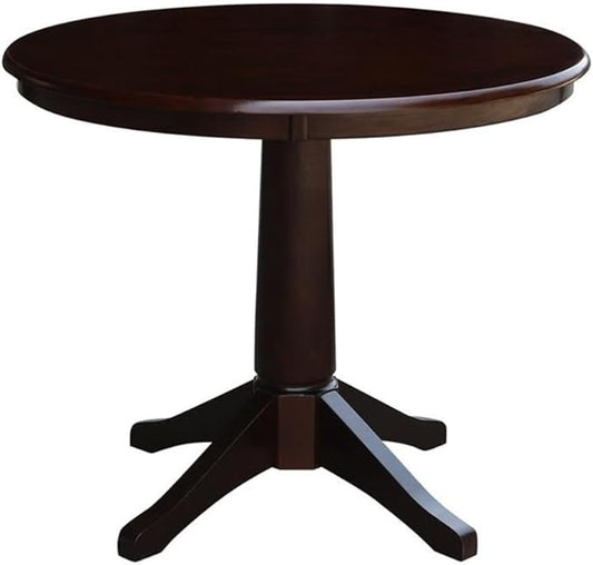 International Concepts 36" Round Top Pedestal Table-28.9" H, Rich Mocha