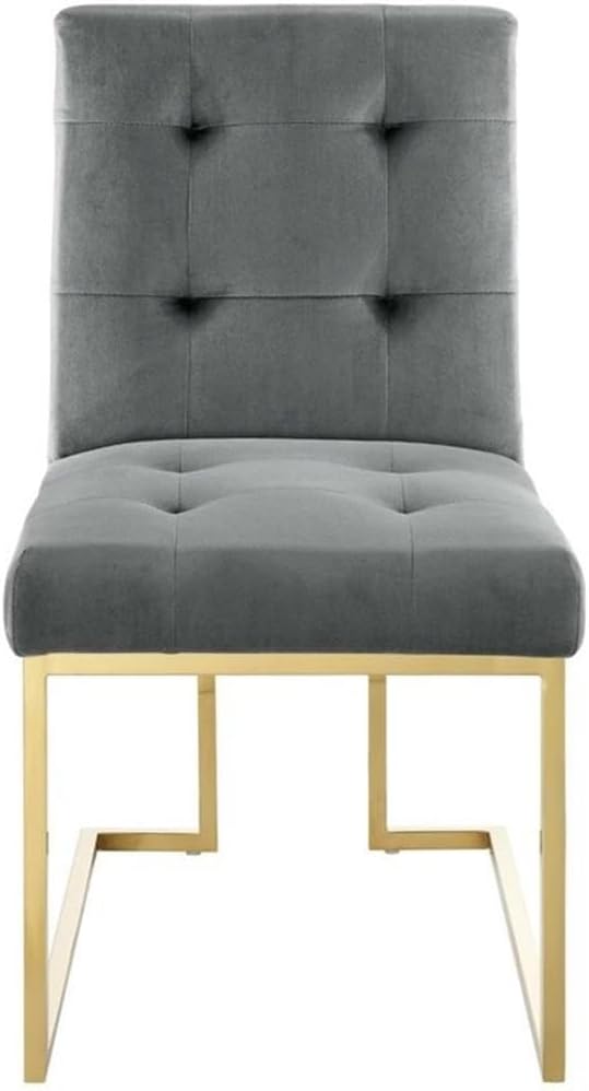 Modway Privy Performance Velvet Gold Stainless Steel Dining Chair in Gold Charcoal