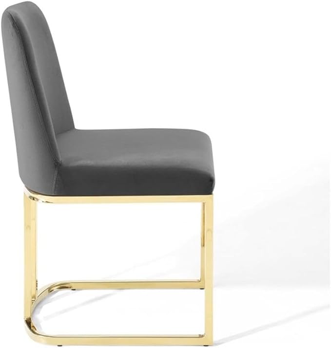 Modway Amplify Sled Base Performance Velvet Dining Side Chair - Set of 2 in Gold Gray
