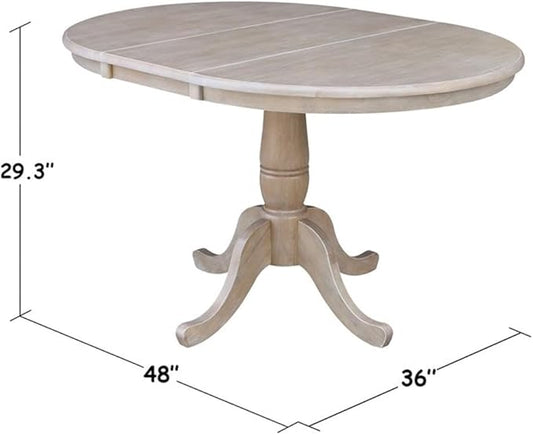 IC INTERNATIONAL CONCEPTS 36" Round Top Pedestal Table with 12" Leaf - 29.3" H - Dining Height