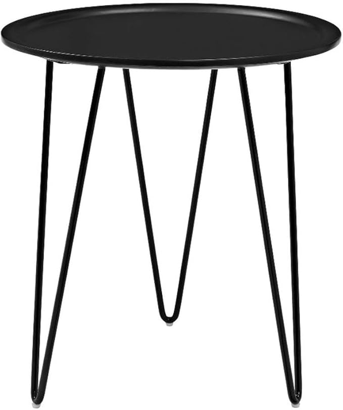 Modway Digress Mid-Century Round Side Table With Hairpin Legs in Black