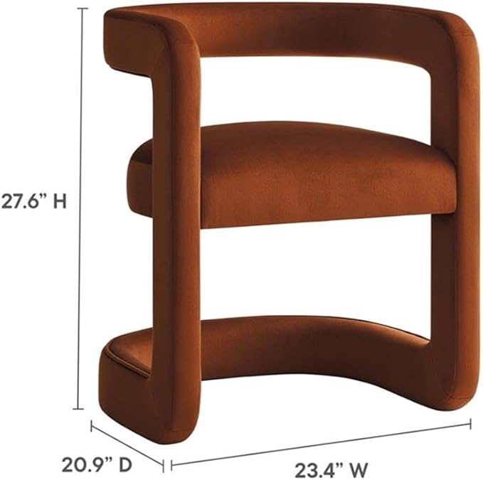 Modway Winslow Stain-Resistant Performance Velvet Accent Chair in [Color]- Open Back Barrel Armchair - Versatile Upholstered Dining Chair - Cozy Reading Chair