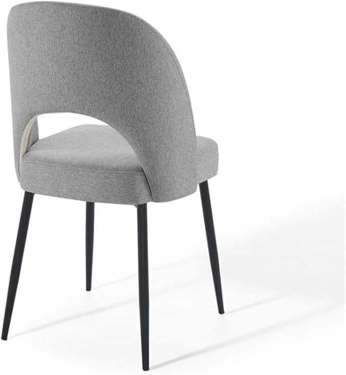 Modway Rouse Upholstered Fabric Dining Side Chair, Black Light Gray