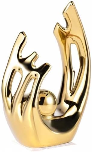 XMGZQ Home Decor Golden Ceramic Statue,Gold Decor Abstract Art Ceramic Statue,Modern Art Ceramic Statue Gold Table Decorations for Dining Room Living Room Office Centerpiece Handmade Artware Gift