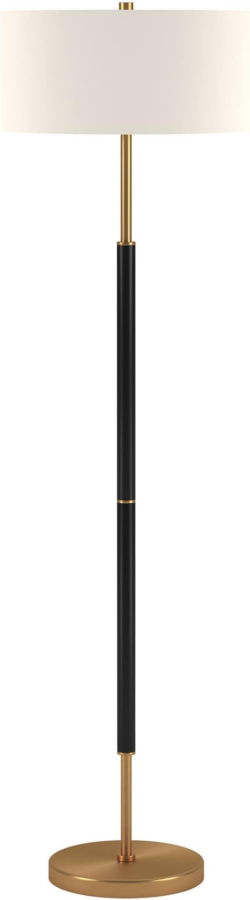 Henn&Hart 2-Light Floor Lamp with Fabric Shade in Matte Black/Brass/White and Color Ambiance Smart Bulbs (2-Pack)